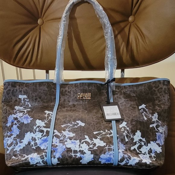 Class Roberto Cavalli Handbags - NWT Roberto Cavalli Class Large Blue Lara Tote Bag